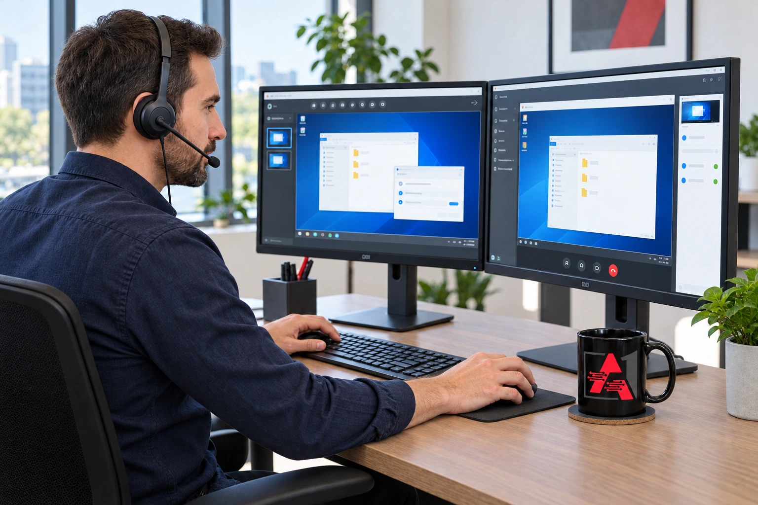 Инженер A1 Support удалённо обслуживает компьютеры компании из Ижевска